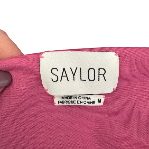 SAYLOR - Niamh Asymmetric One Shoulder Stretch Velvet Dress Sz M - Picture 9 of 10